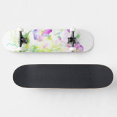 Skateboard Fleurs peintes de convolvule d'aquarelle (Horz)