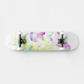 Skateboard Fleurs peintes de convolvule d'aquarelle (Horz)