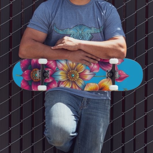 Skateboard Fleurs personnalisées (Extérieur 3)