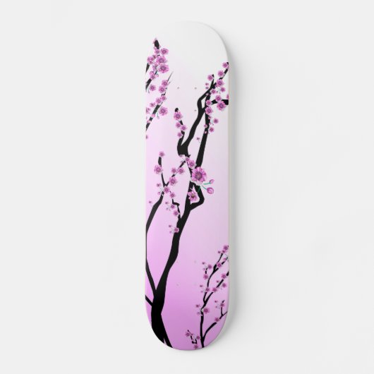 Skateboard Fleurs pourpres de cerise (Recto)