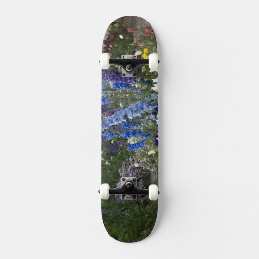Skateboard Fleurs printanières le long d'un chemin de jardin, (Recto)
