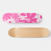Skateboard Fleurs rétro Motif rose avec initial (Horz)