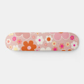 Skateboard Fleurs Rétro Peach Blush Rose Orange Floral (Horz)