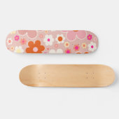 Skateboard Fleurs Rétro Peach Blush Rose Orange Floral (Horz)