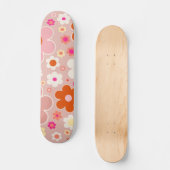 Skateboard Fleurs Rétro Peach Blush Rose Orange Floral (Recto)