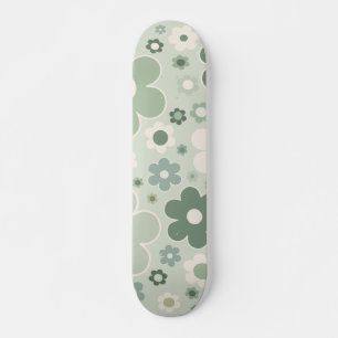 Skateboard Fleurs rétro Sage Vert Abstrait Floral