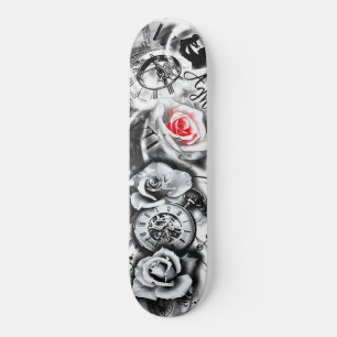 Skateboard Fleurs Rose Horloge naissance père enfant