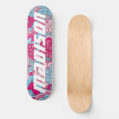 Skateboard Fleurs rose moderne Fille Florale Nom personnalisé (Recto)