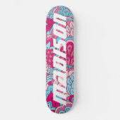 Skateboard Fleurs rose moderne Fille Florale Nom personnalisé (Recto)