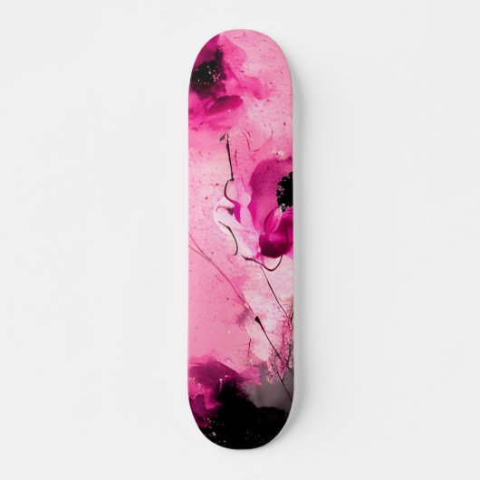 Skateboard Fleurs roses abstraites modernes  (Devant)