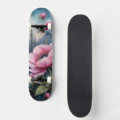 Skateboard Fleurs roses dans la forêt (Recto)