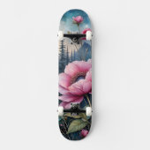 Skateboard Fleurs roses dans la forêt (Recto)