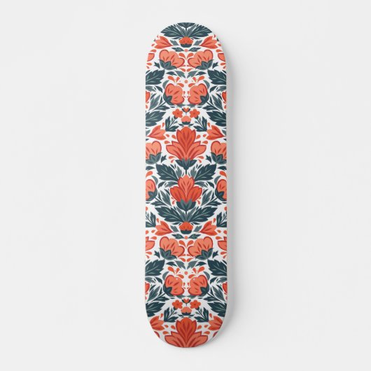 Skateboard Fleurs rouges décoratives (Devant)