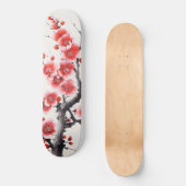 Skateboard Fleurs rouges en fleurs (Recto)