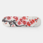 Skateboard Fleurs rouges en fleurs (Horz)