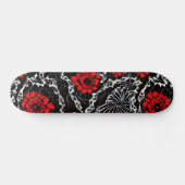 Skateboard Fleurs rouges et dentelle noire Motif sans couture (Horz)