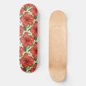 Skateboard Fleurs rouges motifs à fleurs tropicales (Recto)