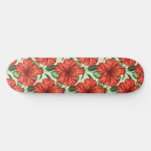Skateboard Fleurs rouges motifs à fleurs tropicales (Horz)