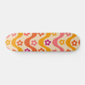 Skateboard Fleurs Super mignonnes motif sur ondes rétro (Horz)