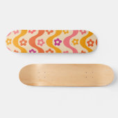 Skateboard Fleurs Super mignonnes motif sur ondes rétro (Horz)