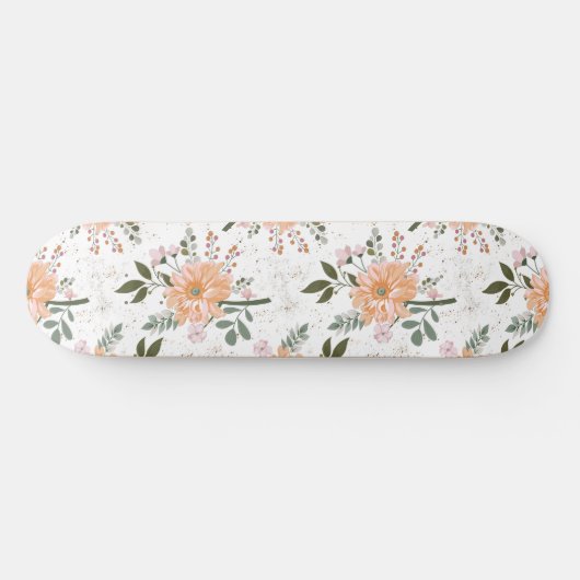 Skateboard fleurs sur arrière - plan blanc (Horz)