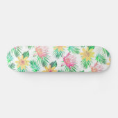 Skateboard Fleurs tropicales roses et jaunes (Horz)