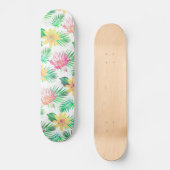 Skateboard Fleurs tropicales roses et jaunes (Recto)