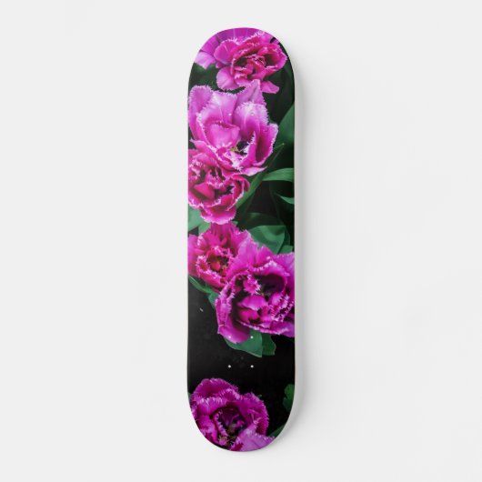 Skateboard Fleurs tulipes roses (Recto)