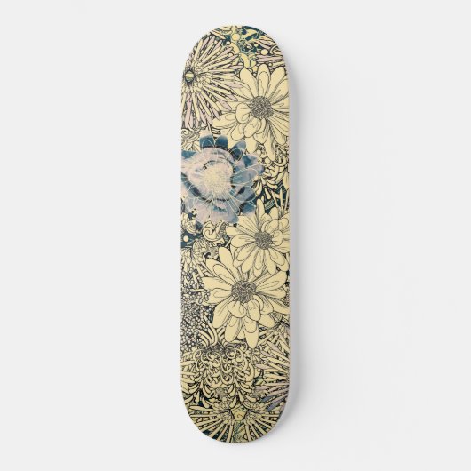 Skateboard Fleurs vintages illustrées (Recto)