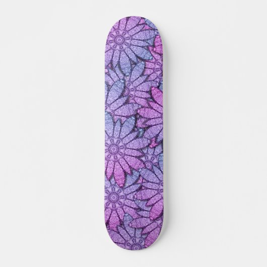 Skateboard Fleurs violettes amusantes (Devant)