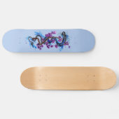 Skateboard Fleurs violettes de dragon bleu (Horz)