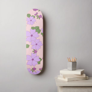Skateboard Fleurs Violettes, Modèle Floral, Motif De Fleurs