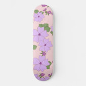 Skateboard Fleurs Violettes, Modèle Floral, Motif De Fleurs (Recto)
