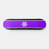 Skateboard Flocon de neige bleu violet noir blanc rayures (Horz)