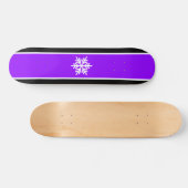 Skateboard Flocon de neige bleu violet noir blanc rayures (Horz)