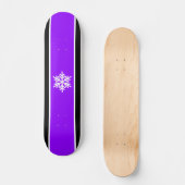 Skateboard Flocon de neige bleu violet noir blanc rayures (Recto)