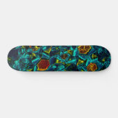 Skateboard Flor virtuel em azul gradiente, estilhaçada (Horz)