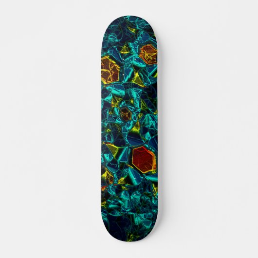 Skateboard Flor virtuel em azul gradiente, estilhaçada (Devant)