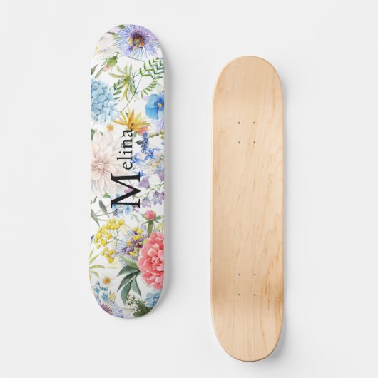 Skateboard Floral avec nom (Recto)