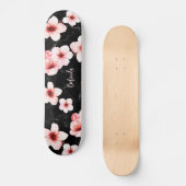 Skateboard Floral Cherry Blossom Monogram Black Pink Girly (Recto)
