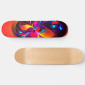 Skateboard Floral moderne Art Abstrait Rouge Bleu Motif #07 (Horz)