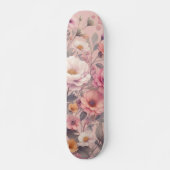 Skateboard Floral moderne rose rose girly élégant élégant (Devant)