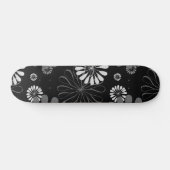Skateboard Floral noir et blanc rétro (Horz)