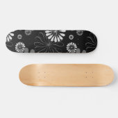 Skateboard Floral noir et blanc rétro (Horz)