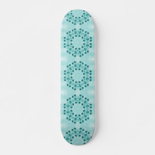 Skateboard Floral Pattern, Teal Blue