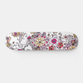 Skateboard Floral peint à la main d'aquarelle jaune rose (Horz)
