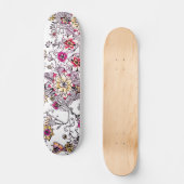 Skateboard Floral peint à la main d'aquarelle jaune rose (Recto)