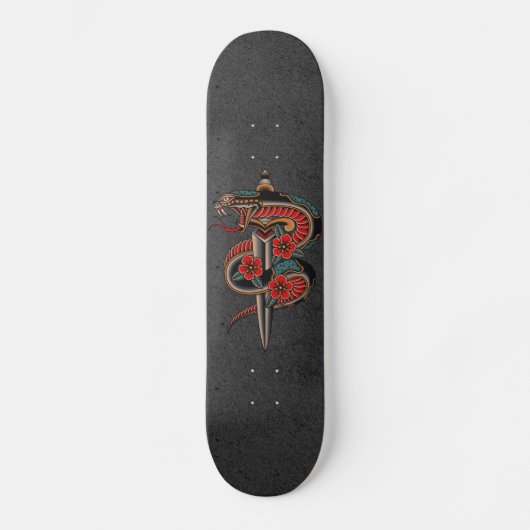 Skateboard Floral Snake & Sword Grunge Illustration Esoteric (Recto)