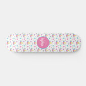 Skateboard Floral Unicorn Face Personalized Monogram (Horz)