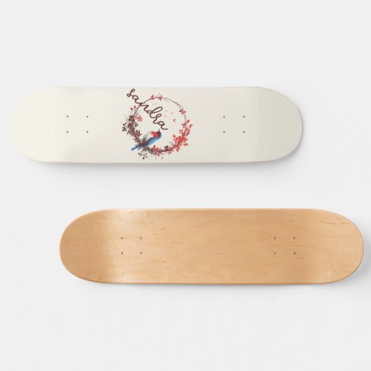 Skateboard Flore d'oiseaux de printemps (Horz)